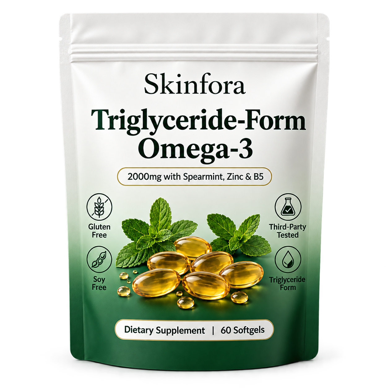 Skinfora Intact Omega-3 2000mg with Spearmint, Zinc & B5