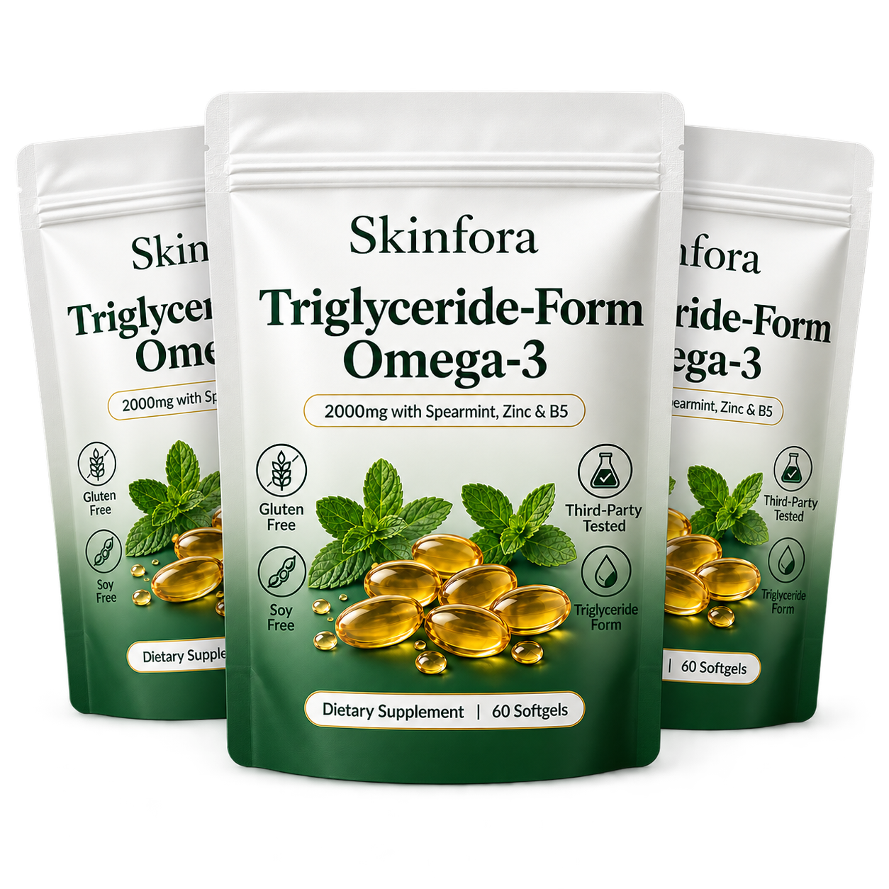 Skinfora Intact Omega-3 2000mg with Spearmint, Zinc & B5